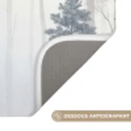 Bos - Bomen - Mist - Natuur - Illustratie - Grijs Badmat klein -USP_AntislipFR