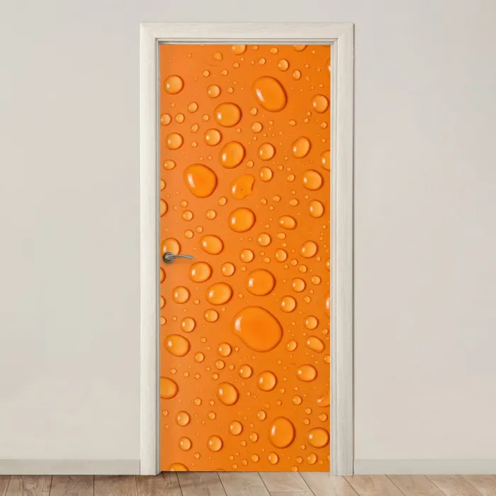 Water - Druppels - Oranje deurposter klein -3d_beige