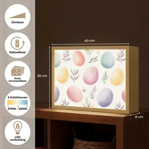 Eieren - Kleurrijk - Patroon Light Box met batterij (Wandlamp) middel -USP_websiteoverzichtNL