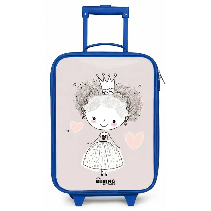 Prinses met krulletjes Kinderkoffer - Blauw klein -zz3dotto