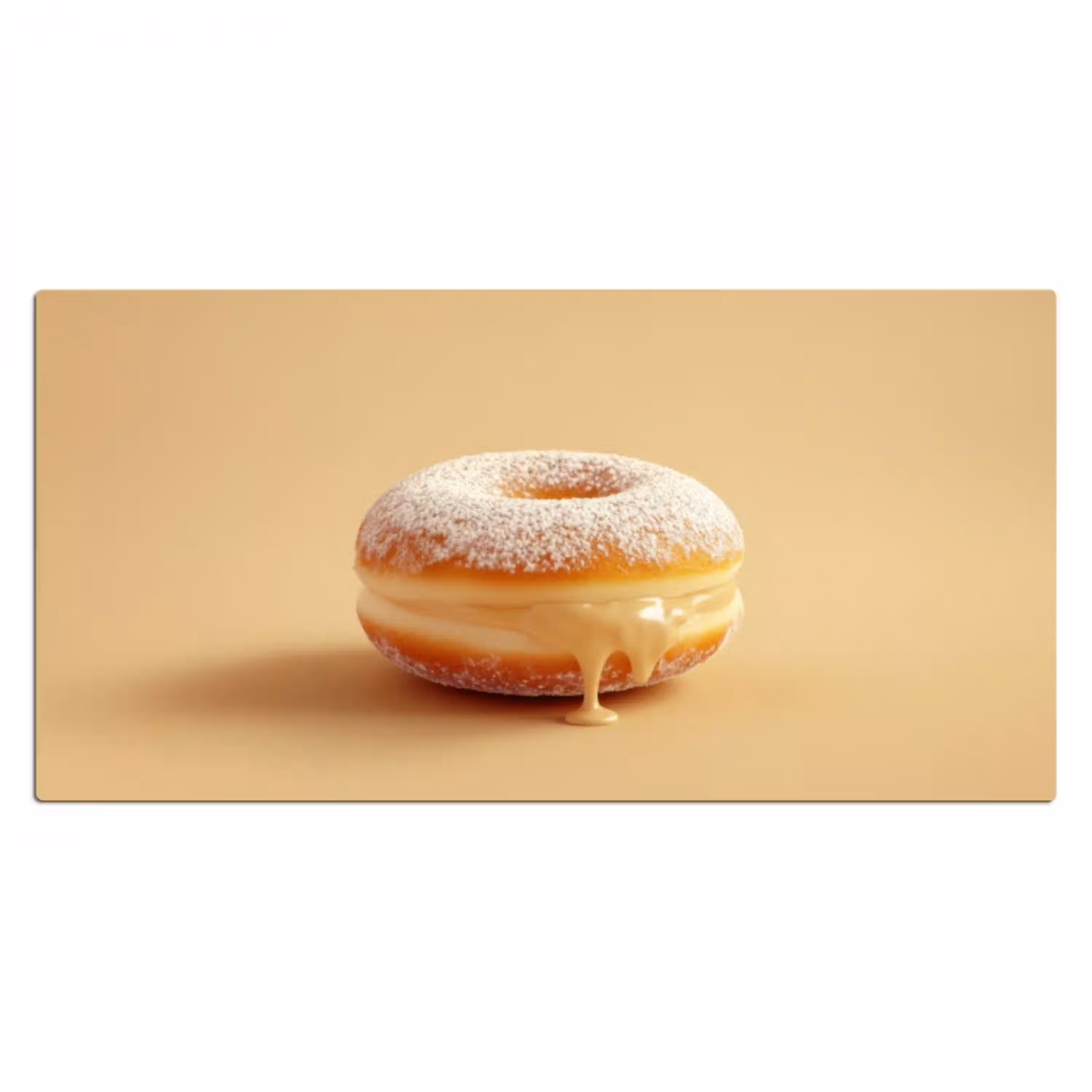 Donut - Romig - Poedersuiker - Beige Muismat XXL klein -3d_leeg