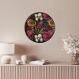 Bloemen - Patroon - Rood - Goud Fotolijst rond zonder passe partout klein 856 -sfeer3