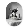 Chihuahua - Hond - Zonnebril - Humoristisch - Zwart - Wit - Spaghetti Wandcirkel Ovaal Glas middel -3d