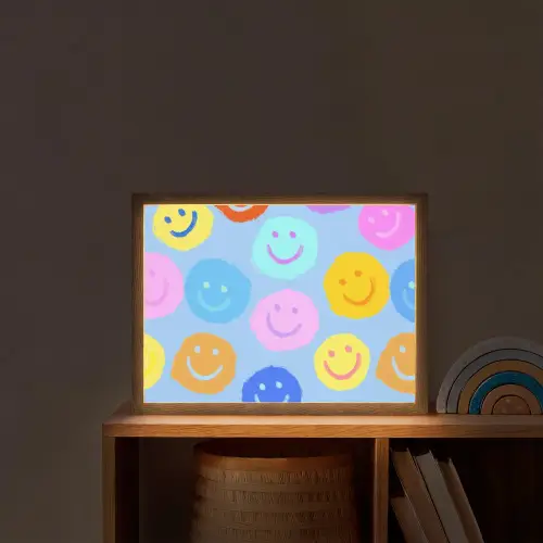 Smileys - Kleurrijk - Grappig Light Box met batterij (Wandlamp kind) middel -sfeer1_kind