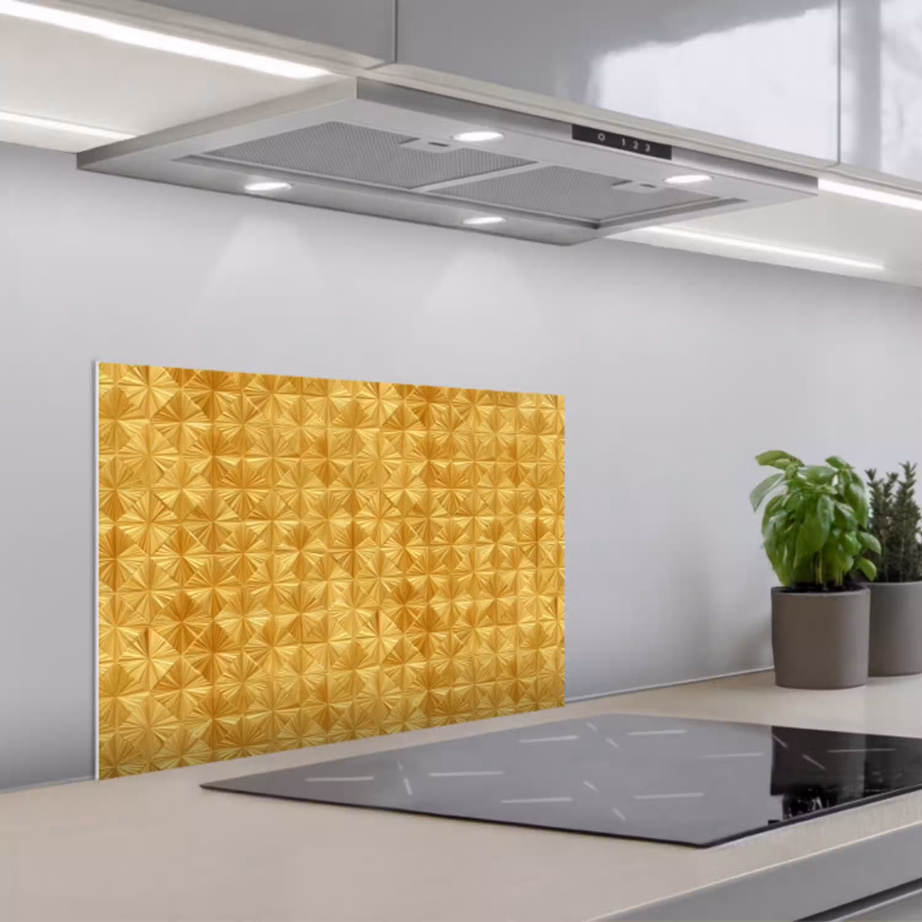 Tegels - Geometrisch - Reliëf - Goud keuken achterwand spatscherm klein 900 -3d_schuin