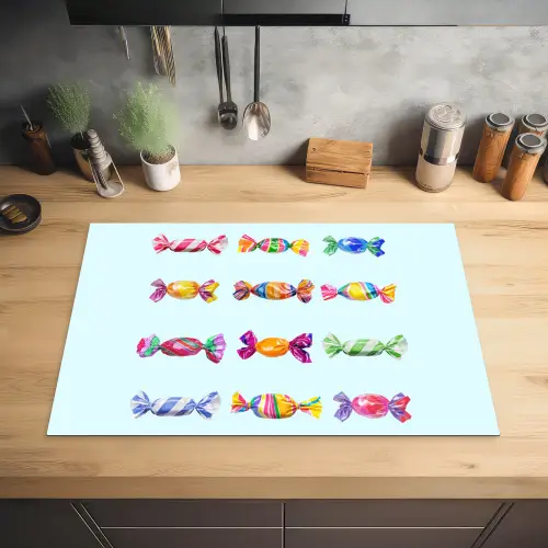Snoepjes - Realistisch - Kleurrijk Inductie beschermer vinyl 3mm klein -sfeer5