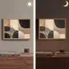 Abstract - Vlakken - Zwart - Rond Light Box met batterij (Wandlamp) middel -sfeer3
