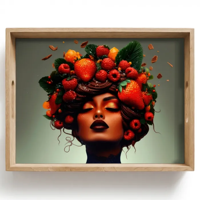 Vrouw - Chocolade - Frambozen - Aardbeien - Koekjes Dienblad Rechthoek middel -z3d_shopping