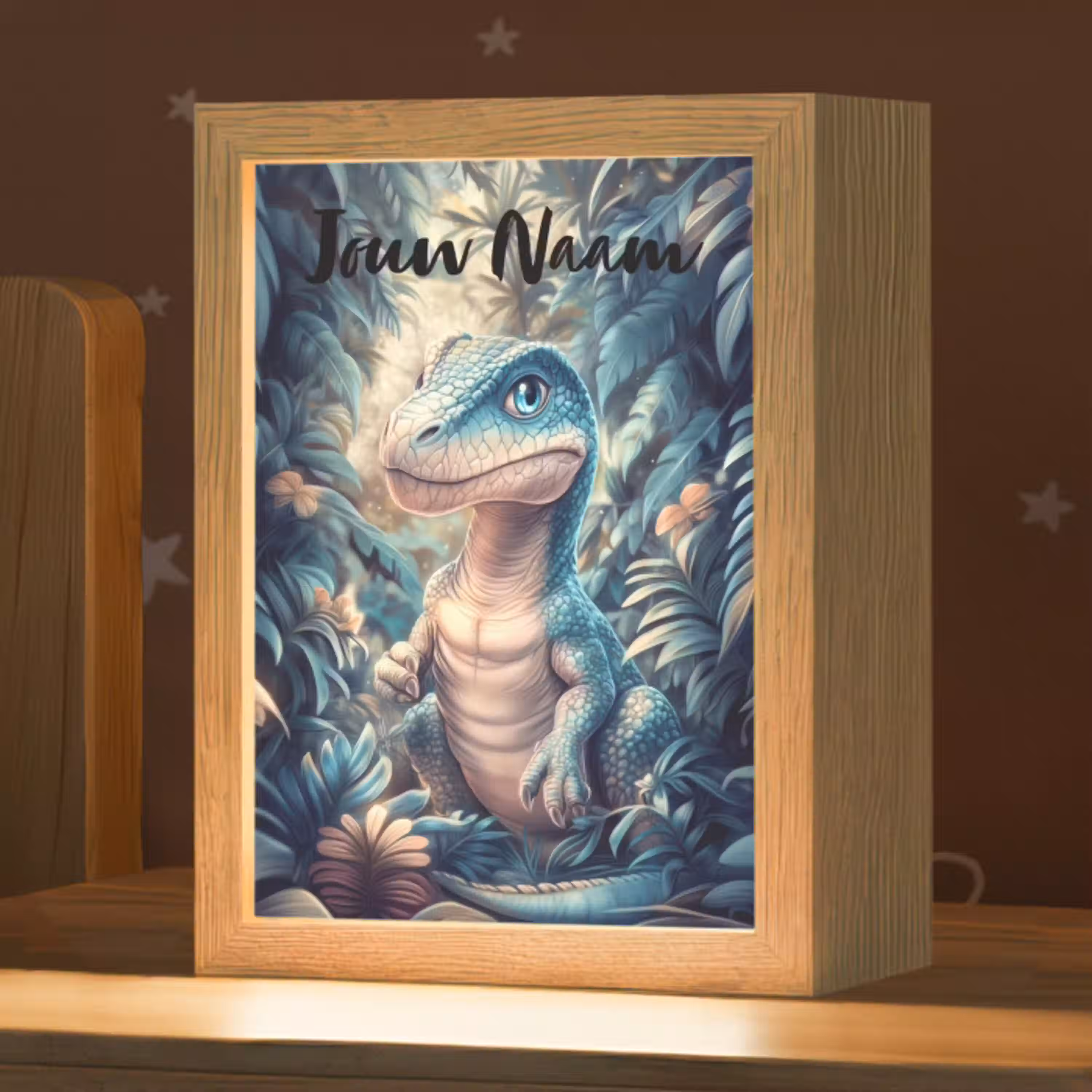 Dino - Jungle - Blauw Light Box met kabel (Kinderlampje) klein -zzz_3d_website