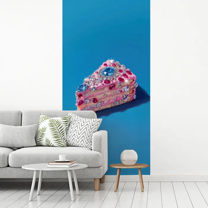 Taart - Edelstenen - Glitters - Roze fotobehang vinyl groot -woonkamer
