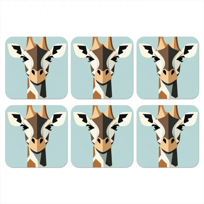 Giraffe - Illustratie - Bruin - Minimalistisch onderzetter kurk middel -3d