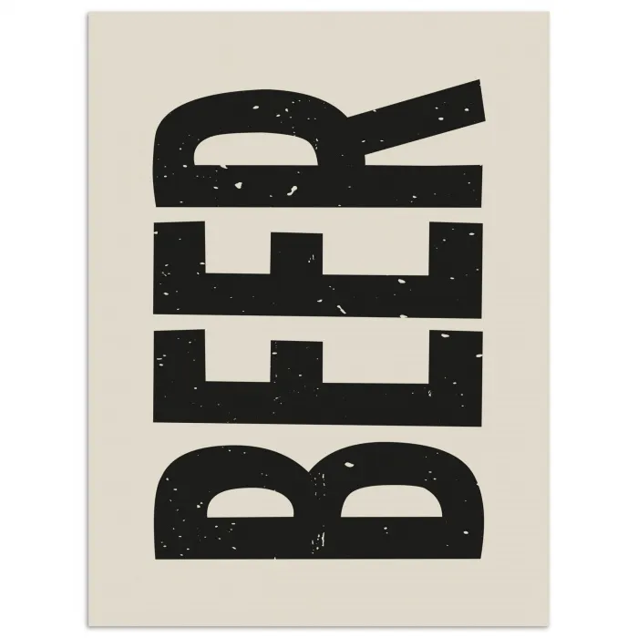 Beer - Vintage - Zwart - Beige poster papier klein -3d