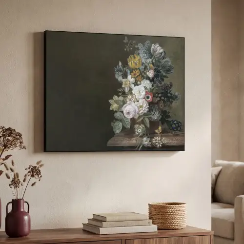 Bloemen - Eelke Jelles Eelkema - Oude meesters Textielframe zwart klein -sfeer3