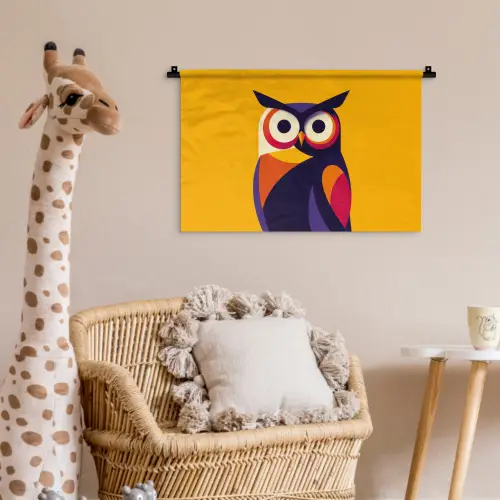 Uil - Grafisch - Kleurrijk - Ogen Wandkleed katoen klein -wsfeer5_kind
