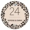 Beige luipaardprint - Klassiek Naambord Rond klein -3d