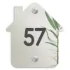 Lichtbeige met plant - Traditioneel Naambord Huisje klein -3d