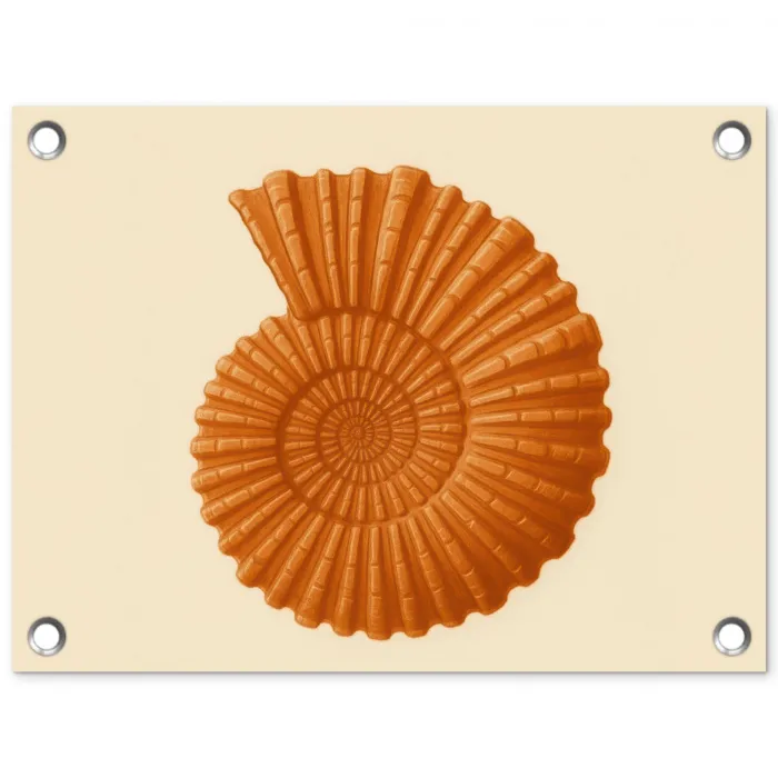 Schelp - Oranje - Ribbels tuinposter los doek klein -3d