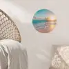 Zonsondergang - Strand - Zee - Zomer - Blauw Wandcirkel behangsticker klein -sfeer4