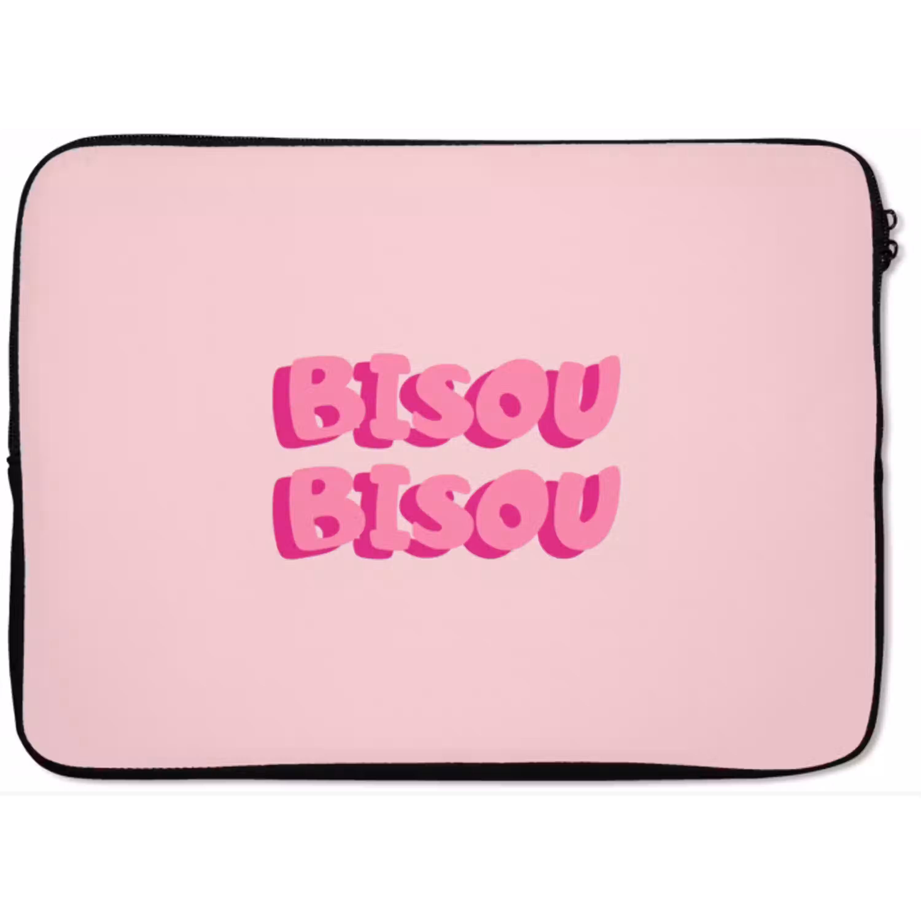 Bisou - Roze - Dikke letters laptophoes neopreen klein -zkaufland3dotto
