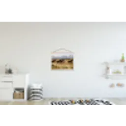 Paarden - Kudde - Bergen - Vrijheid - Wild textielposter latten blank klein -kinderkamer