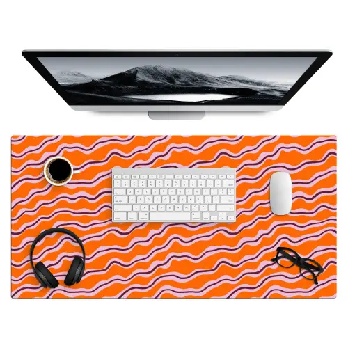 Retro - Golvend - Oranje Muismat XXL klein 681 -3d