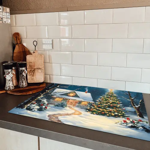 Kerst - Kerstboom - Winter - Huis - Sneeuw Inductie beschermer vinyl 3mm klein -sfeer3