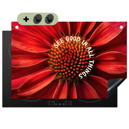 Close up - Bloem - Quote - Rood Inductie beschemer met haakjes klein -3d