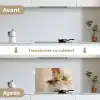 Modern - Bruin - Abstract - Beige keuken achterwand spatscherm klein -voor_na_FR