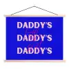 Blauw - Daddy's - Blokletters textielposter latten blank klein -3d