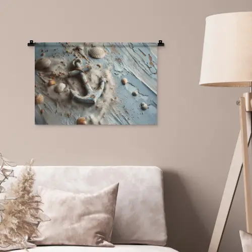 Anker - Hout - Schelpen - Zand Wandkleed katoen klein -sfeer4