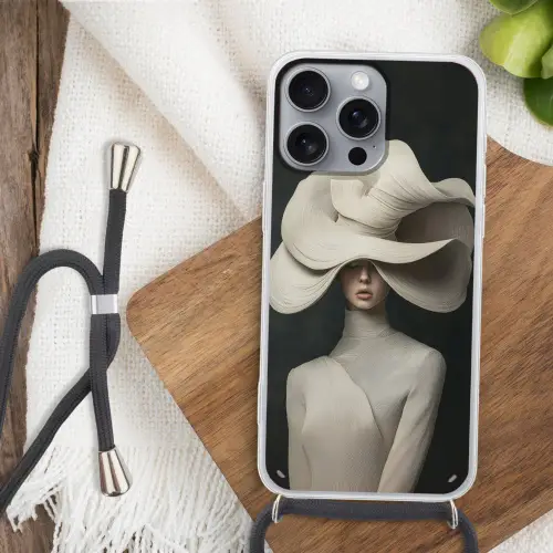 Modern - Vrouw - Hoed Hoesje iPhone 16 Pro Max met koord klein -sfeer4