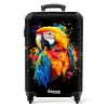 Kleurrijke papegaai met graffiti NBS - Handbagage koffer - Unisex middel -productfoto_recht