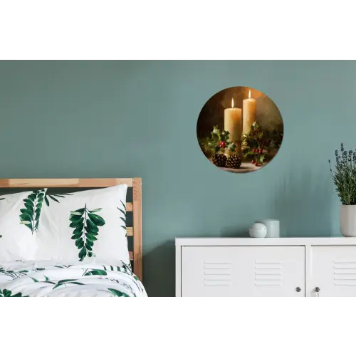 Kaarslicht - Kerst - Veelkleurig Wandcirkel aluminium klein -slaapkamer