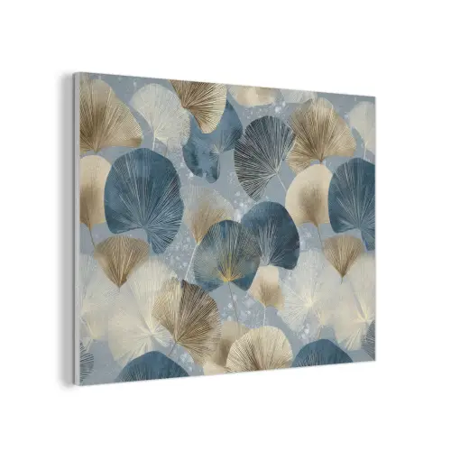 Bladeren - Abstract - Goud - Blauw PET vilt klein -3d