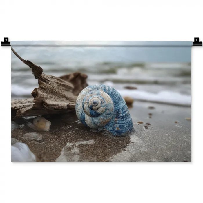 Schelp - Strand - Blauw - Zee Wandkleed katoen klein -zz3d