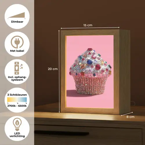 Cupcake - Kleurrijk - Edelstenen Light Box met kabel (Tafellamp) klein -USP_NL