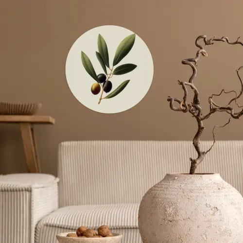 Olijftak - Donkergroen - Olijven Wandcirkel behangsticker klein -sfeer1