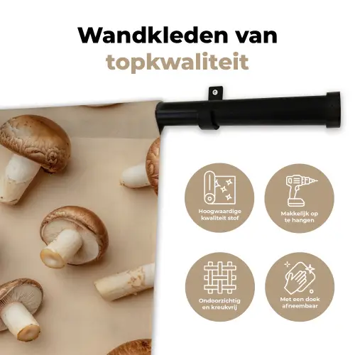 Kastanje Champignons - Beige Wandkleed katoen klein -sfeer2