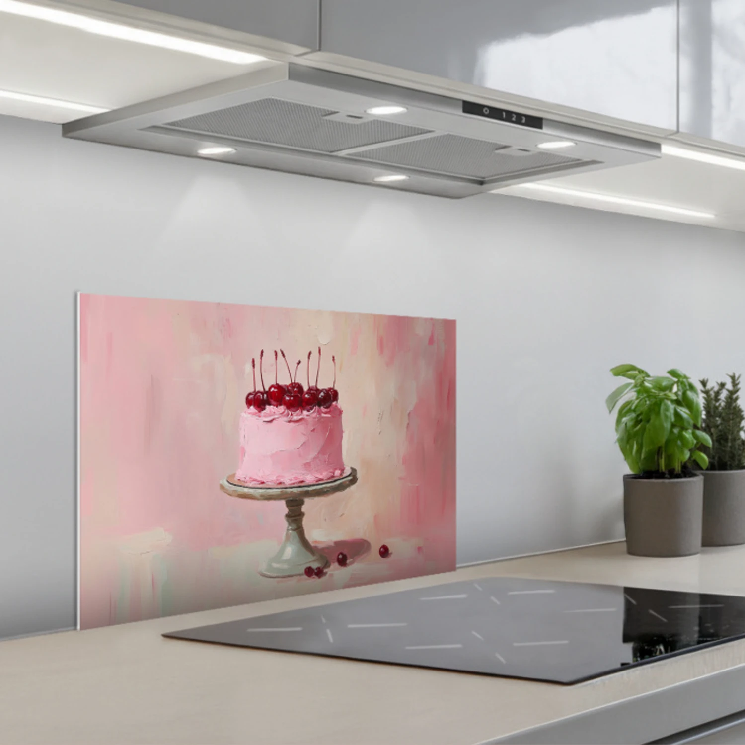 Taart - Pink - Cherry keuken achterwand spatscherm klein -3d_schuin