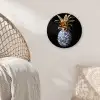 Ananas - Bloemen patroon - Goud - Delftsblauw Wandcirkel plexiglas klein -sfeer5