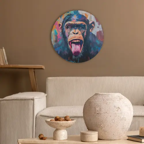 Aap - Tong - Abstract - Zwart Akoestische PET Vilt - Rond klein -sfeer1