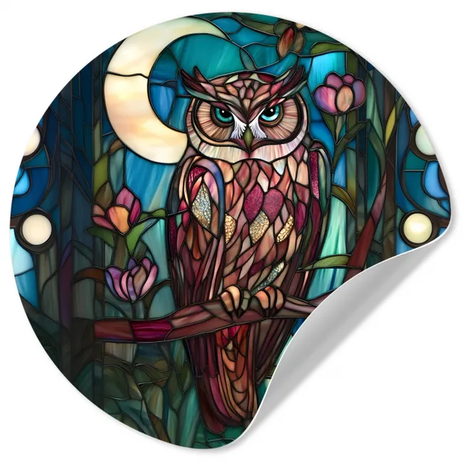 Uil - Mozaïek - Maan - Nacht Wandcirkel behangsticker klein -3d