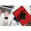 Kat - Zwart - Staart laptophoes neopreen klein -bureau