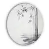 Bamboestammen - Water - Minimalistisch - Wit Akoestische PET Vilt - Rond klein -3d