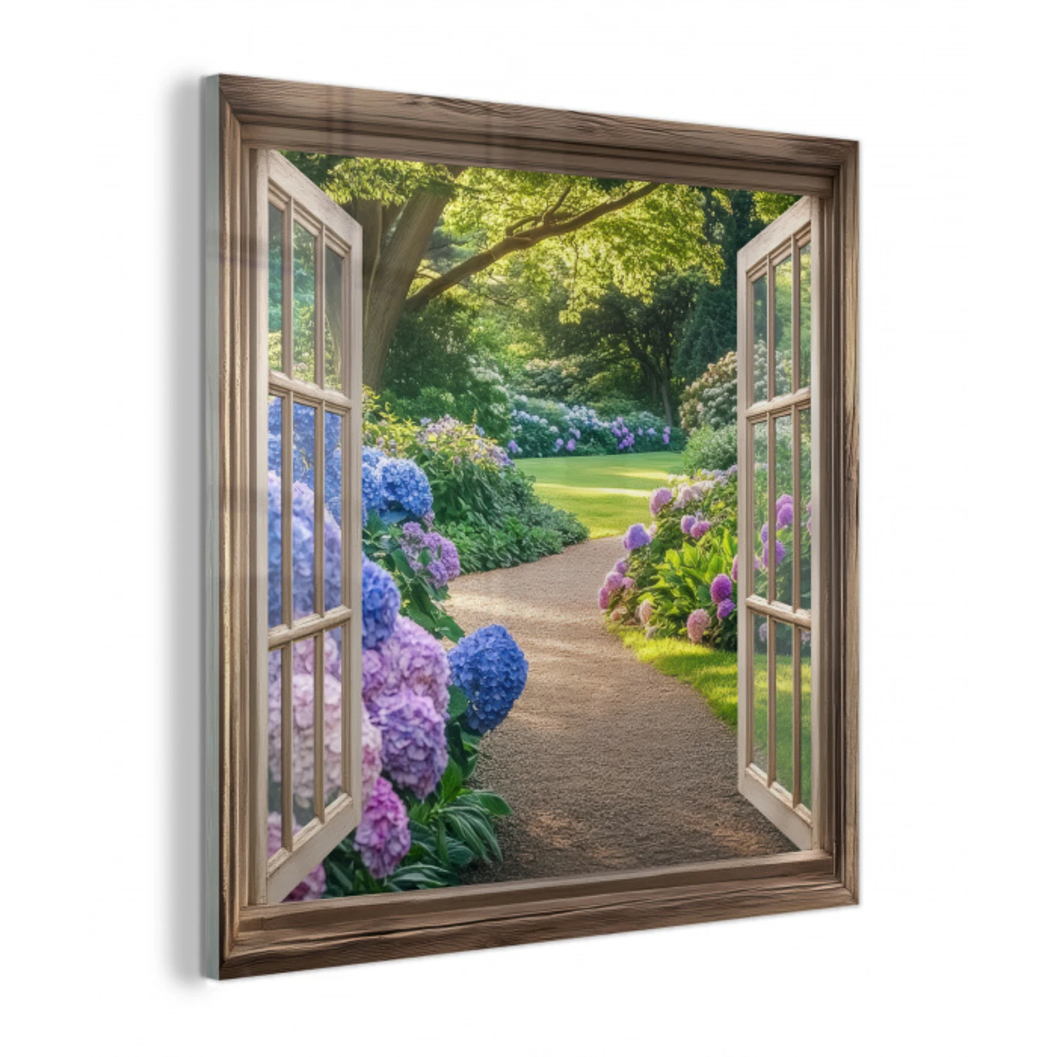 Doorkijk - Tuin - Raam - Hortensia - Bloemen plexiglas 5mm klein -z3d