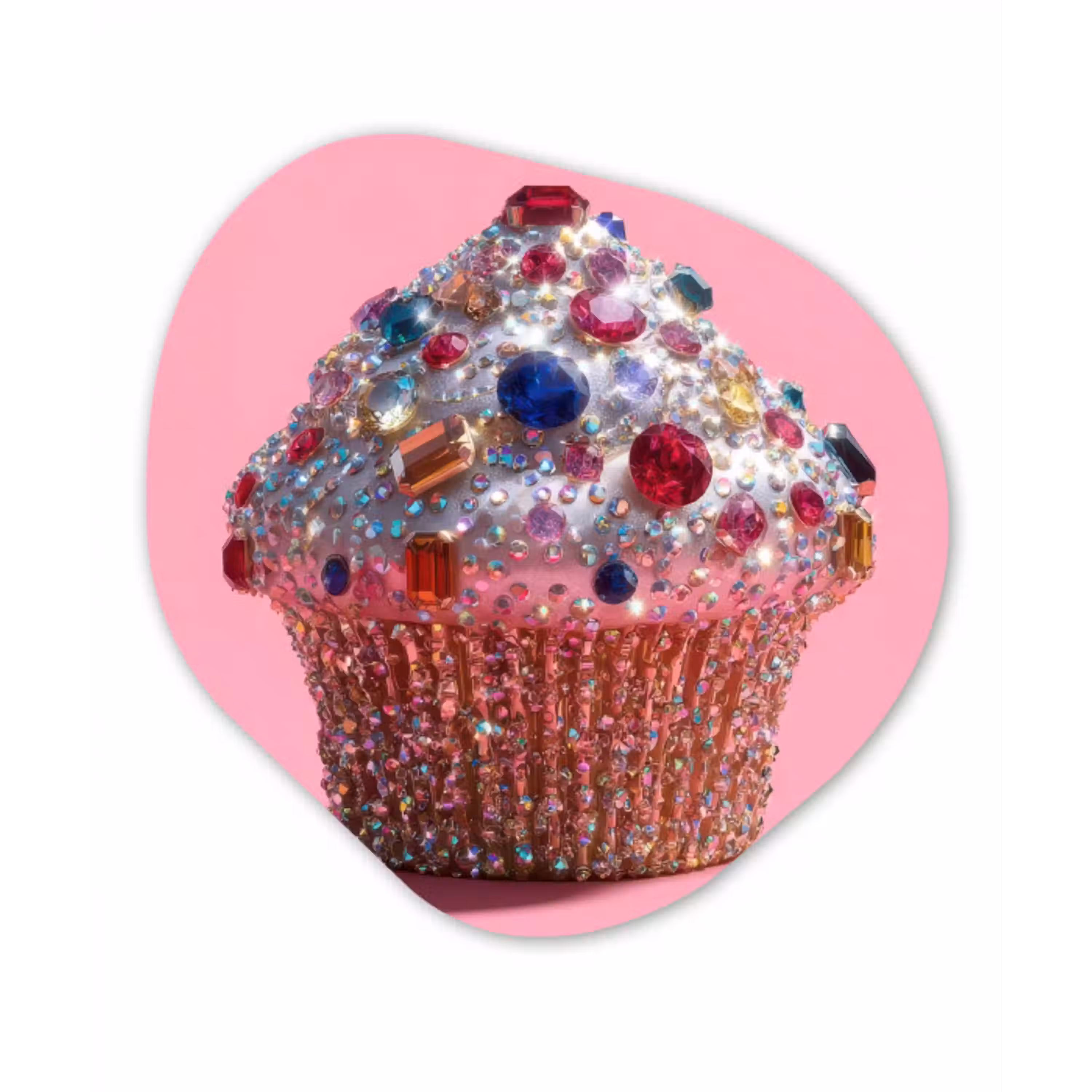 Cupcake - Kleurrijk - Edelstenen Wandcirkel Organisch Plexiglas middel -3d