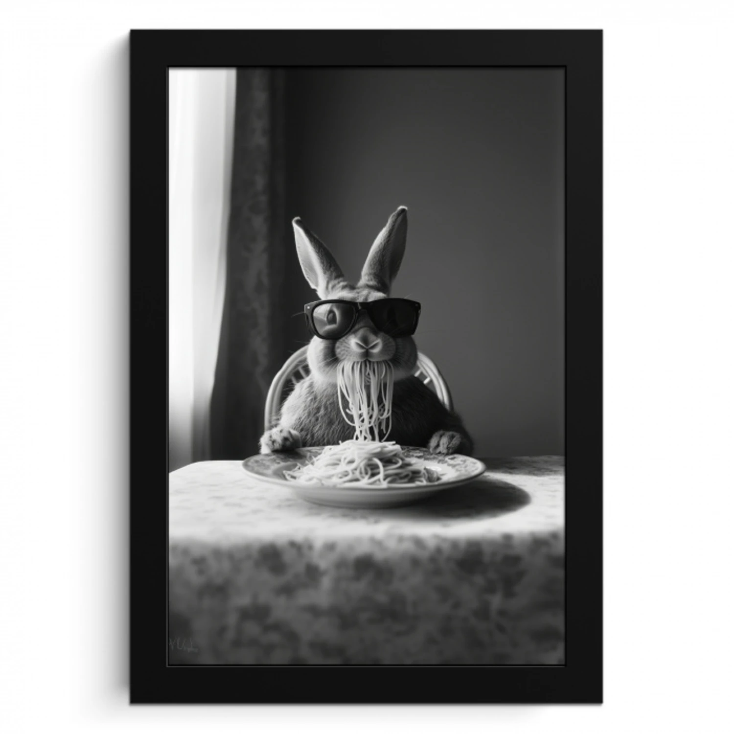 Konijn - Bunny - Zonnebril - Tafelkleed - Pasta - Schattig KitchenYeah - Keuken - Fotolijst klein -3d