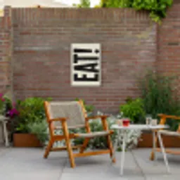 Eten - zwart - Japandi - Wit Tuinposter op houten frame 2 cm dik klein -sfeer3
