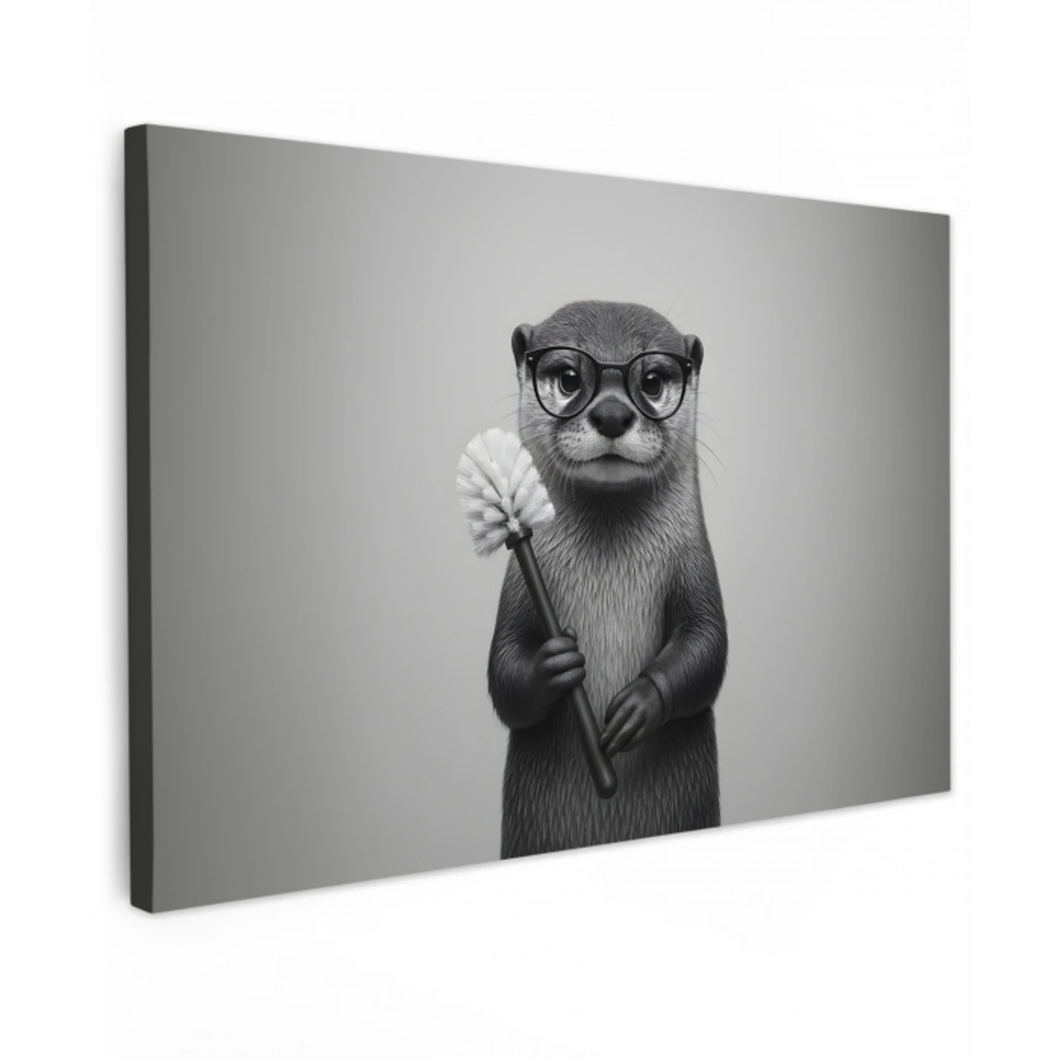 Otter - Wc-borstel - Bril - Zwart - Wit canvas 2cm klein -z3d