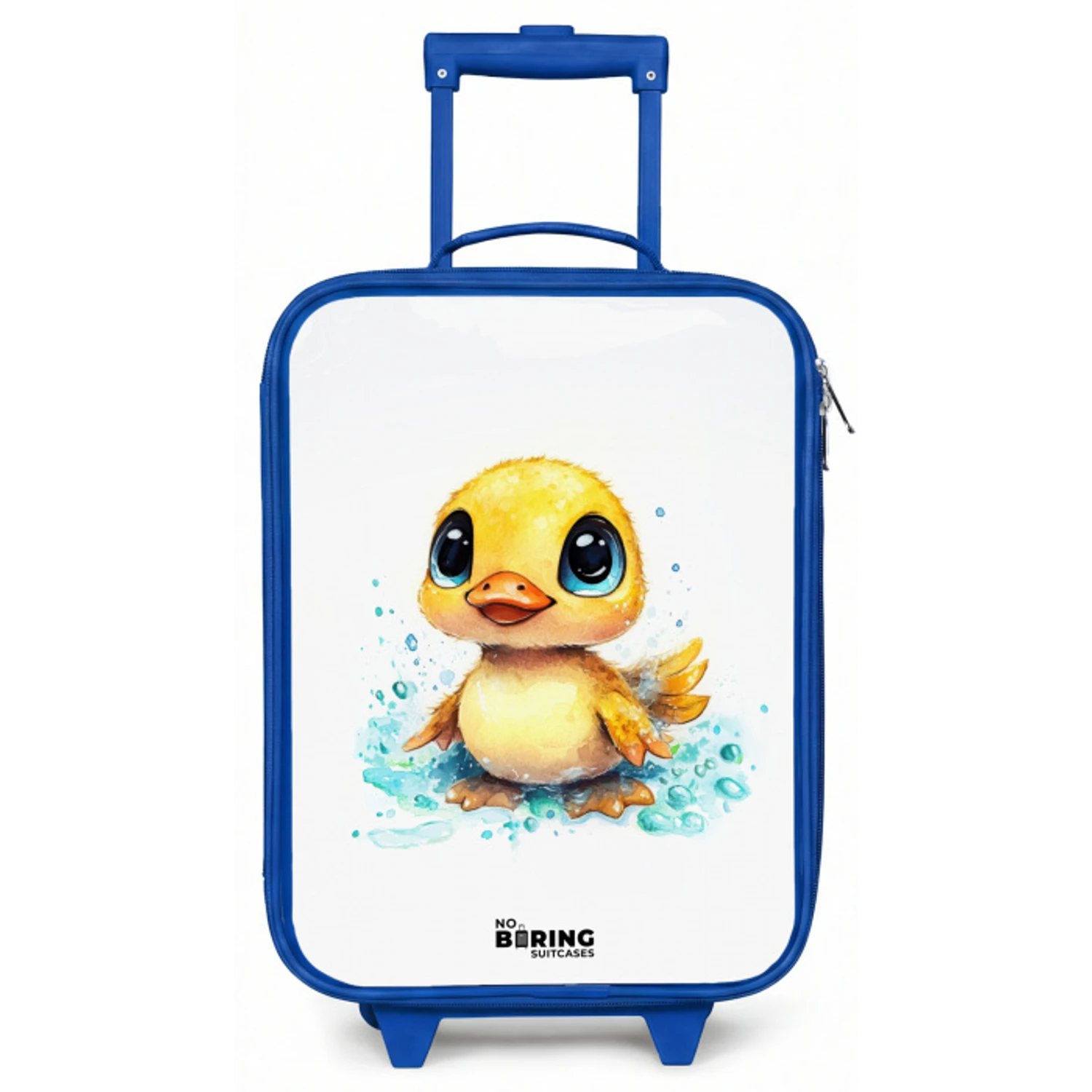 Lief eendje met blauwe ogen en waterspetters Kinderkoffer - Blauw klein -zz3dotto